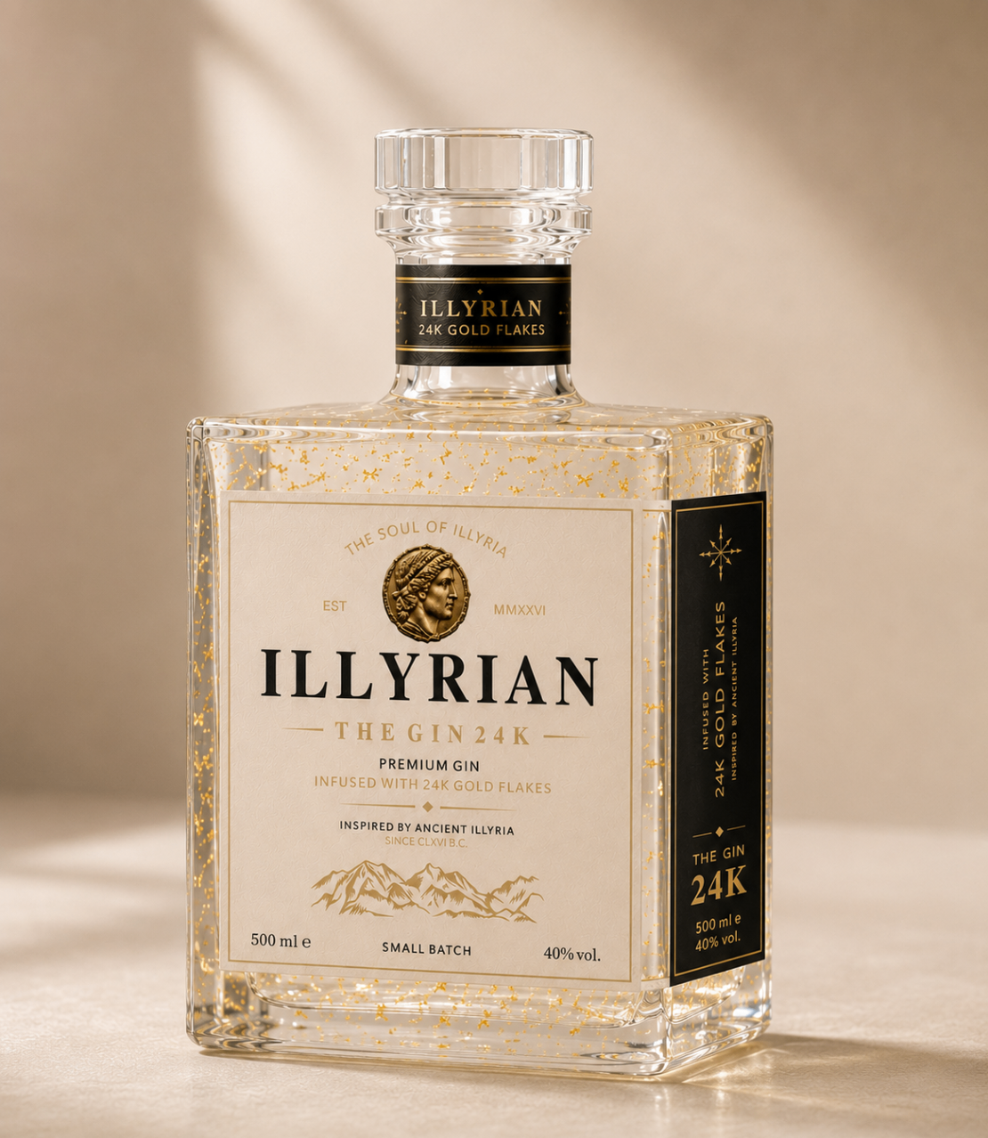 Illyrian The Gin 24K — signature bottle with 24K gold flakes
